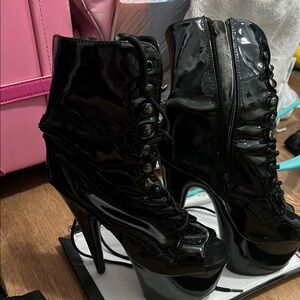 Black Patent Leather Platform Boots